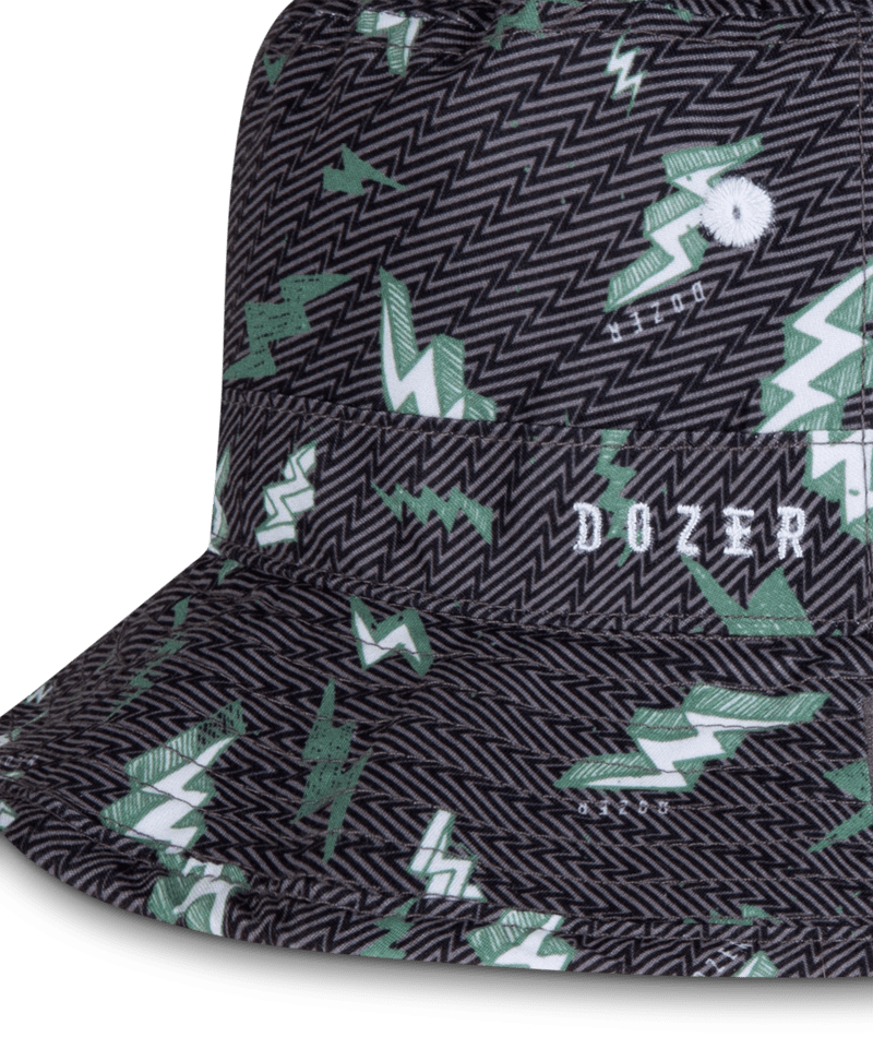 Dozer Boys Bucket Hat - Charcoal Lightning Print - Zap